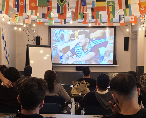 Crowd watching World Cup together